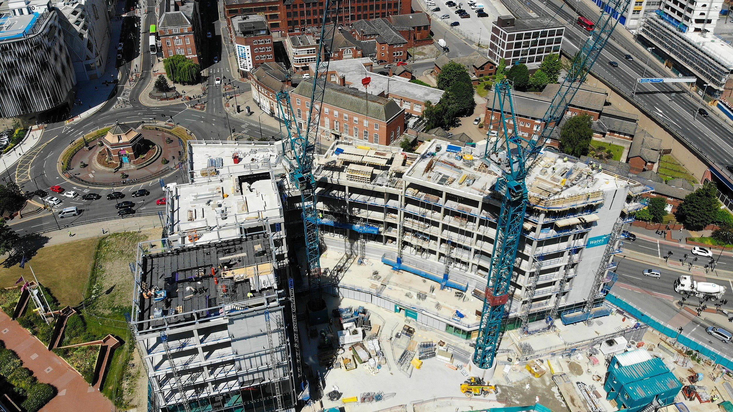 Aerial view of construction site