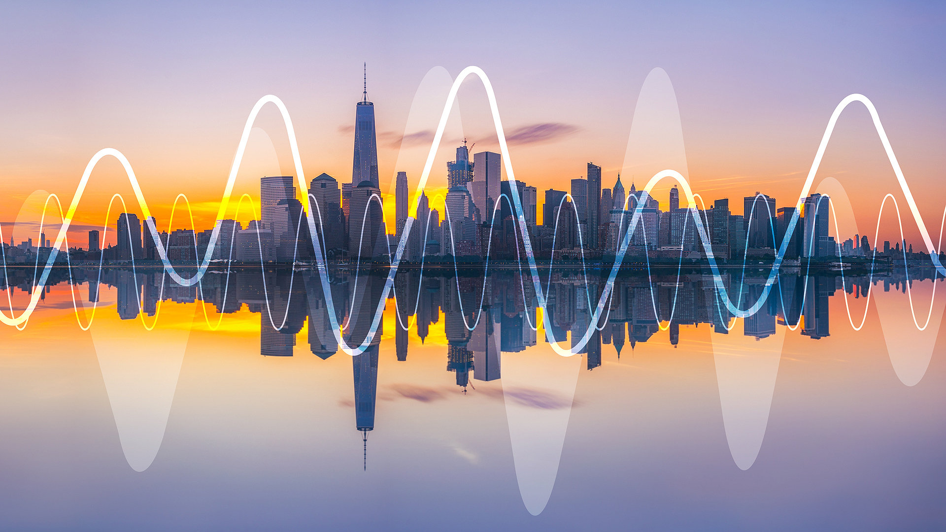 Illustration of noise waves over a city