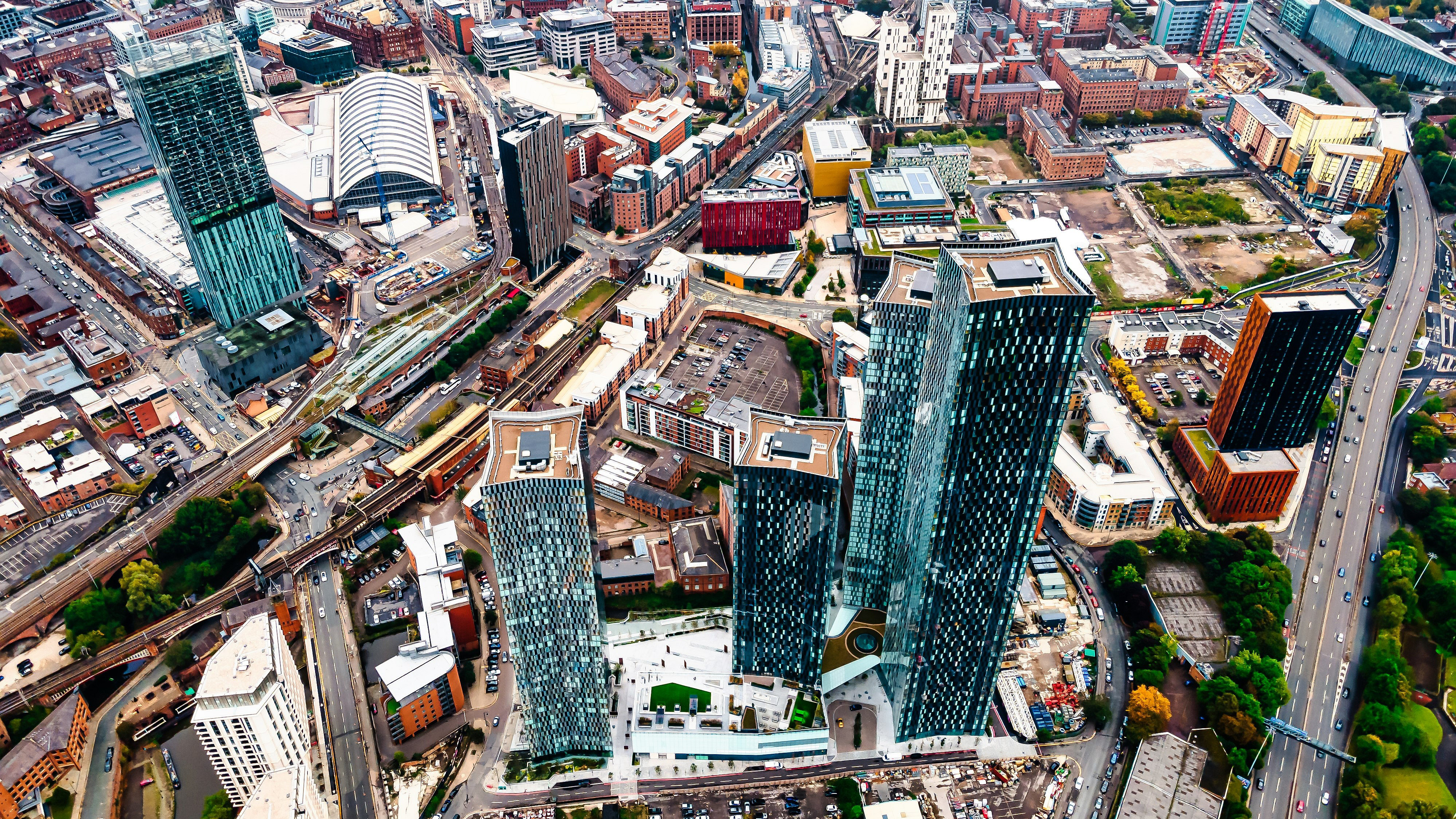 Aerial drone view of Manchester