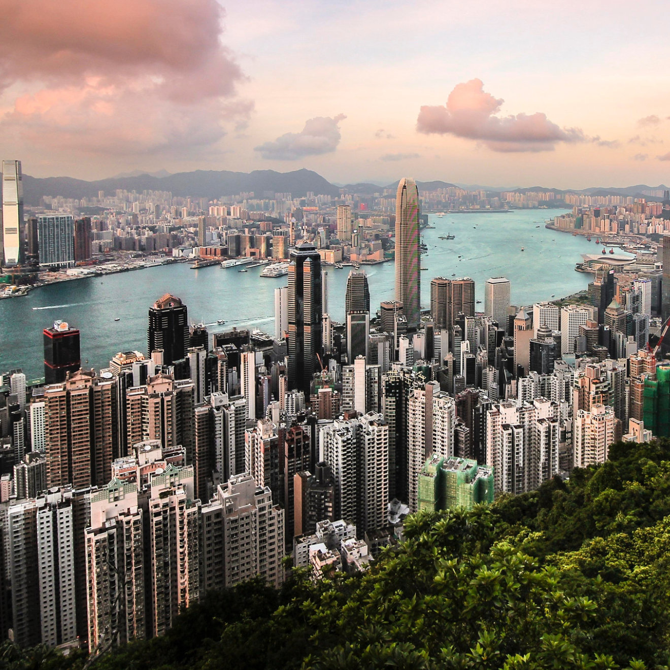 An overview of the Hong Kong skyline