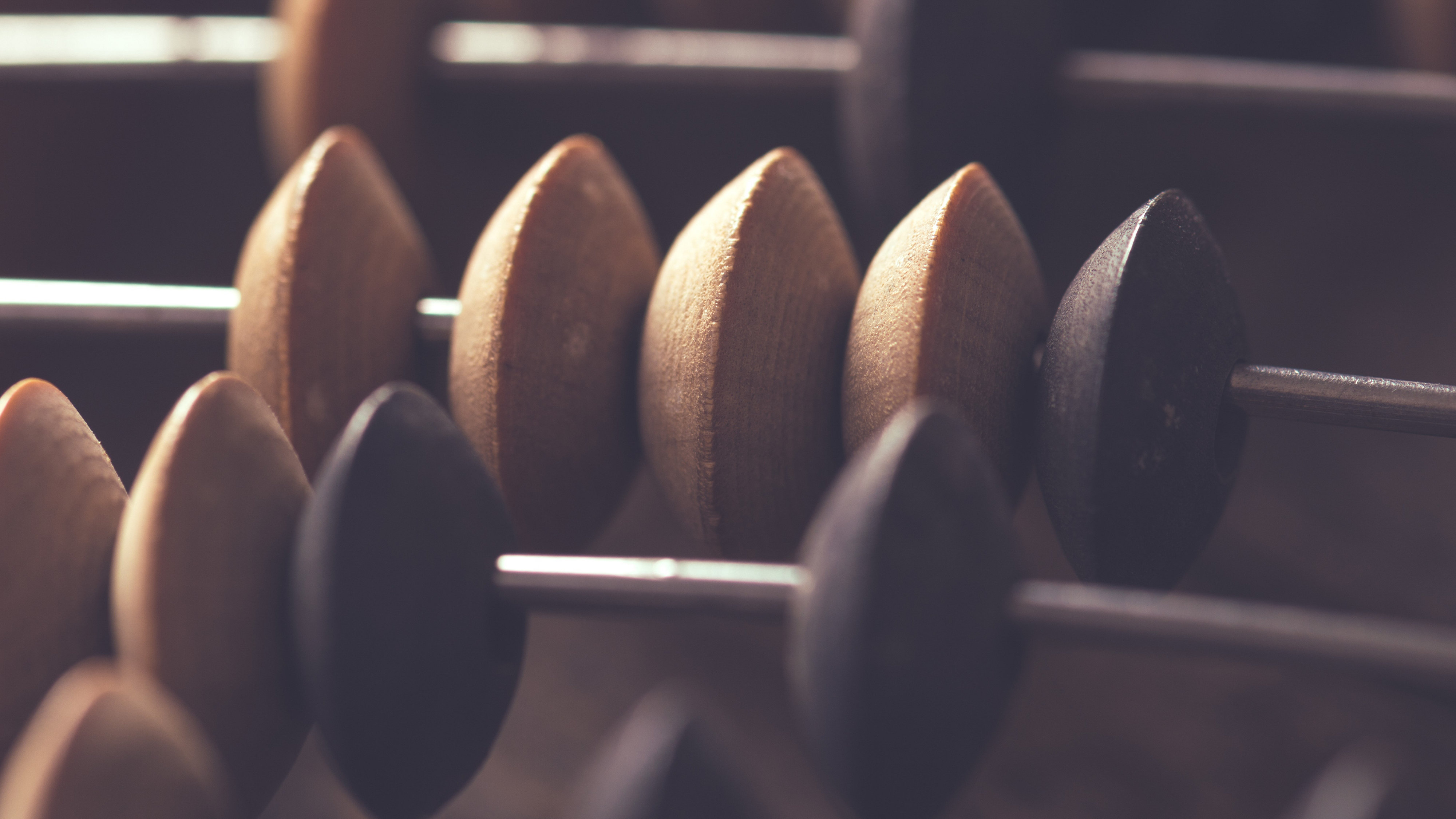 Close-up macro photo of vintage abacus for calculation