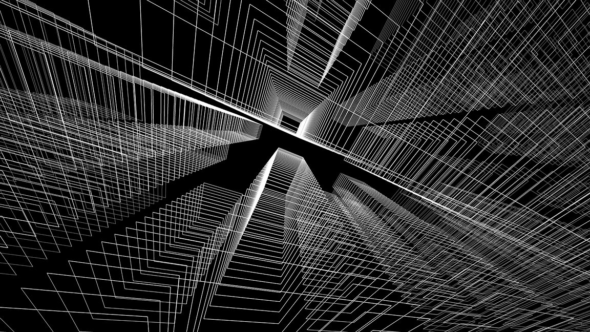 Concept city architecture 3d illustration in black and white