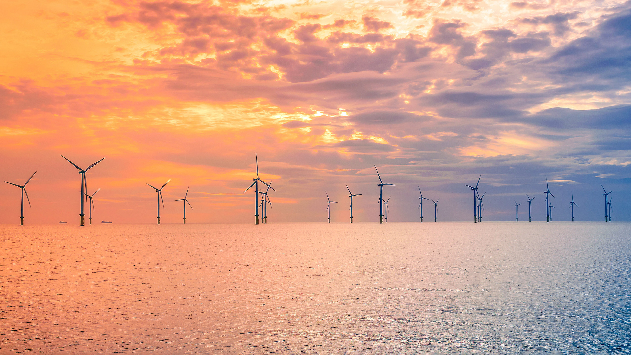 Offshore wind turbines in a wind farm