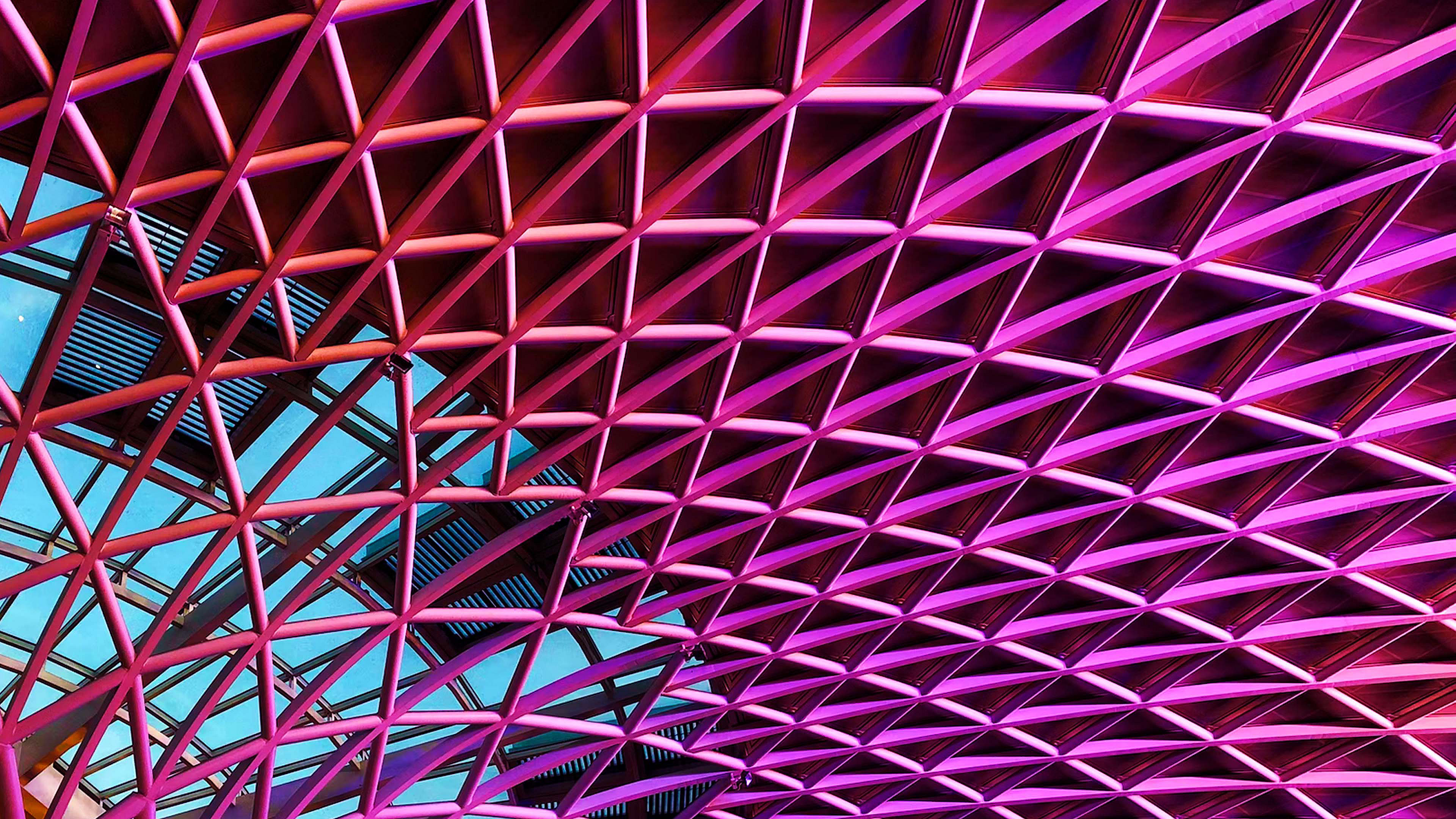 Pink lit up building