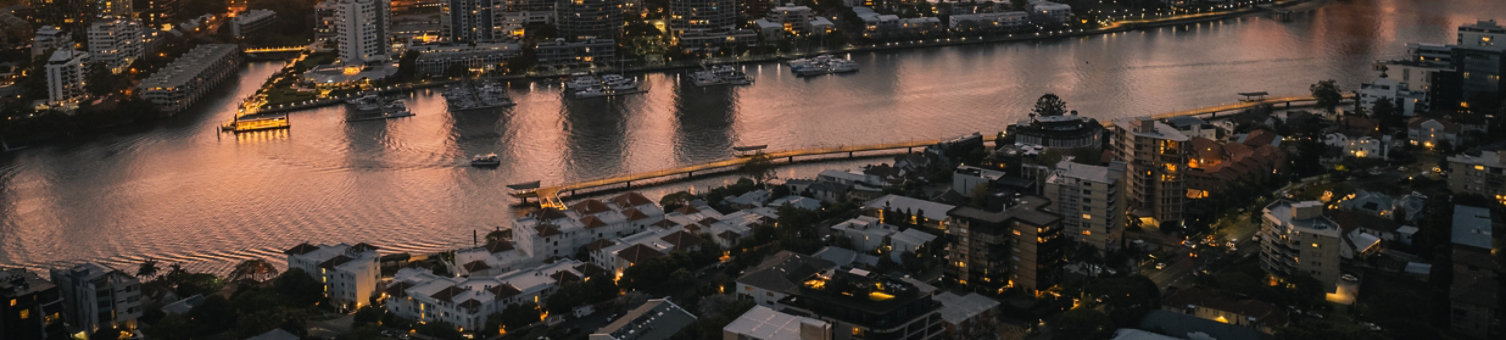 City skyline with sunset