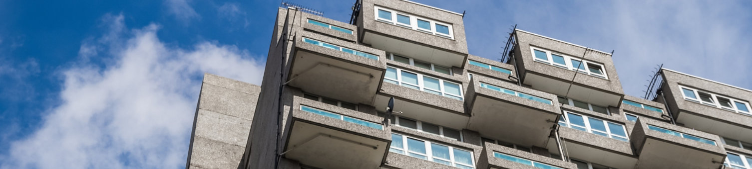 Tall tower block of apartments