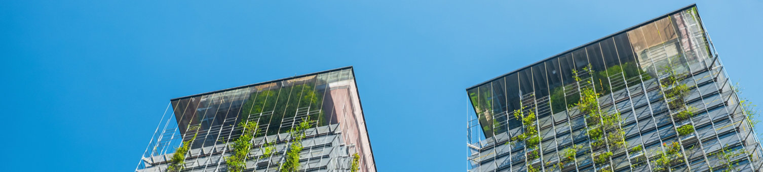 Sustainable buildings with greenery on the outside