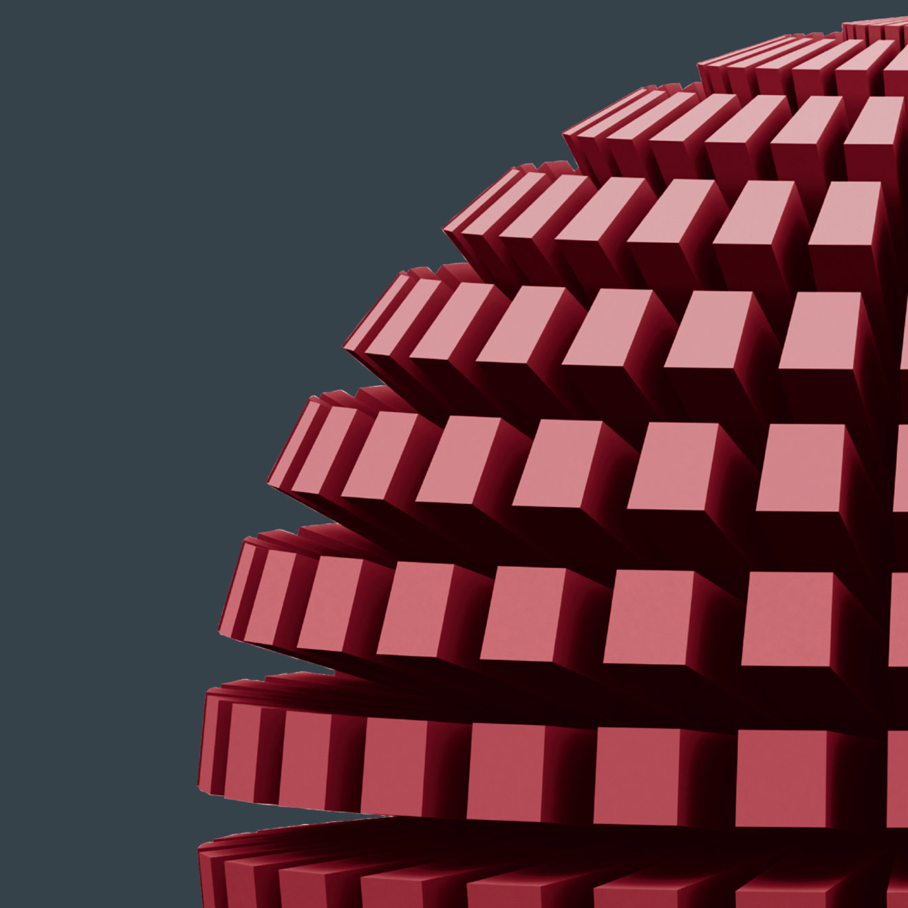 A 3d representation of a globe made up of red cuboids