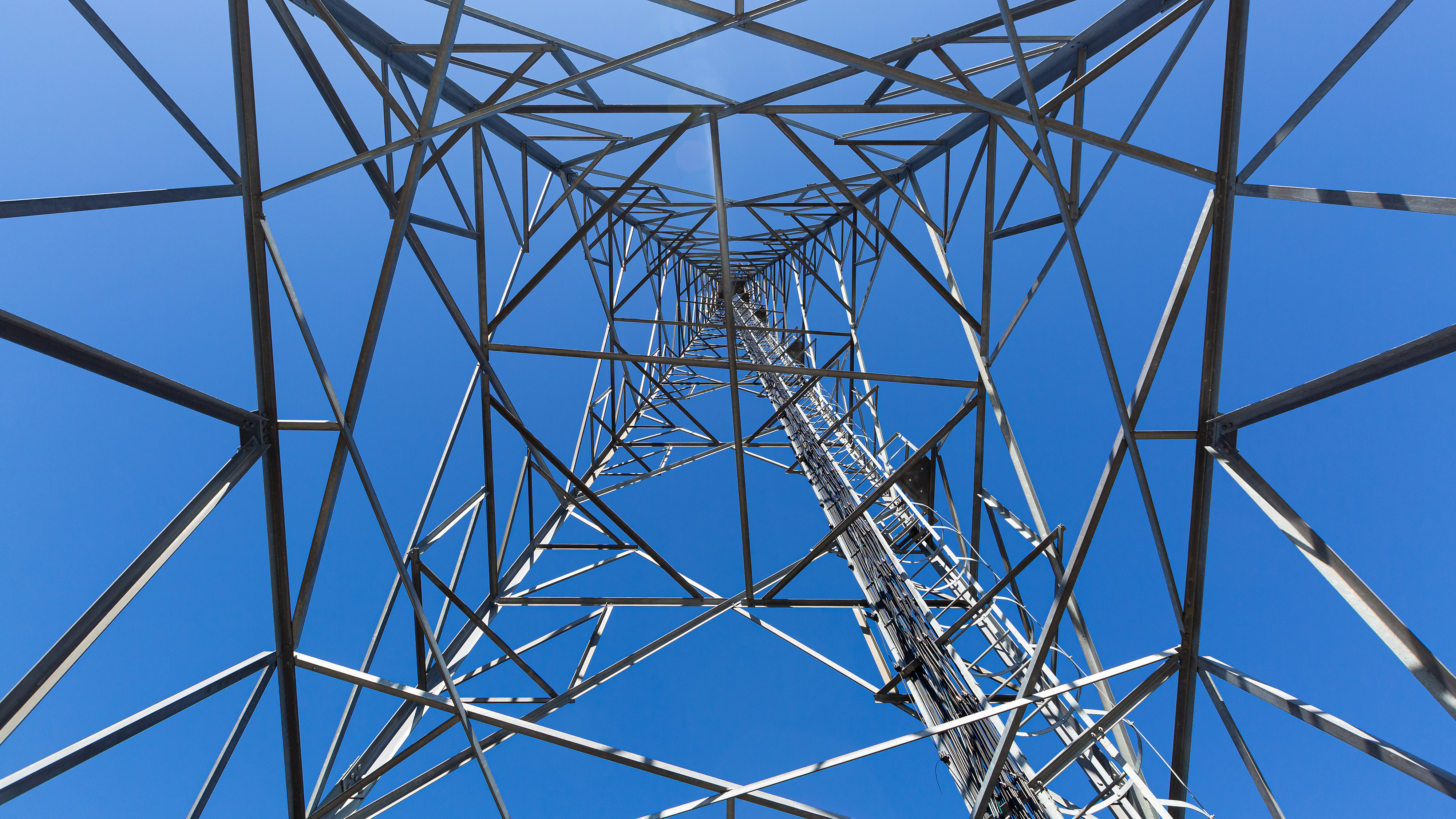 Close-up of telecoms mast from below