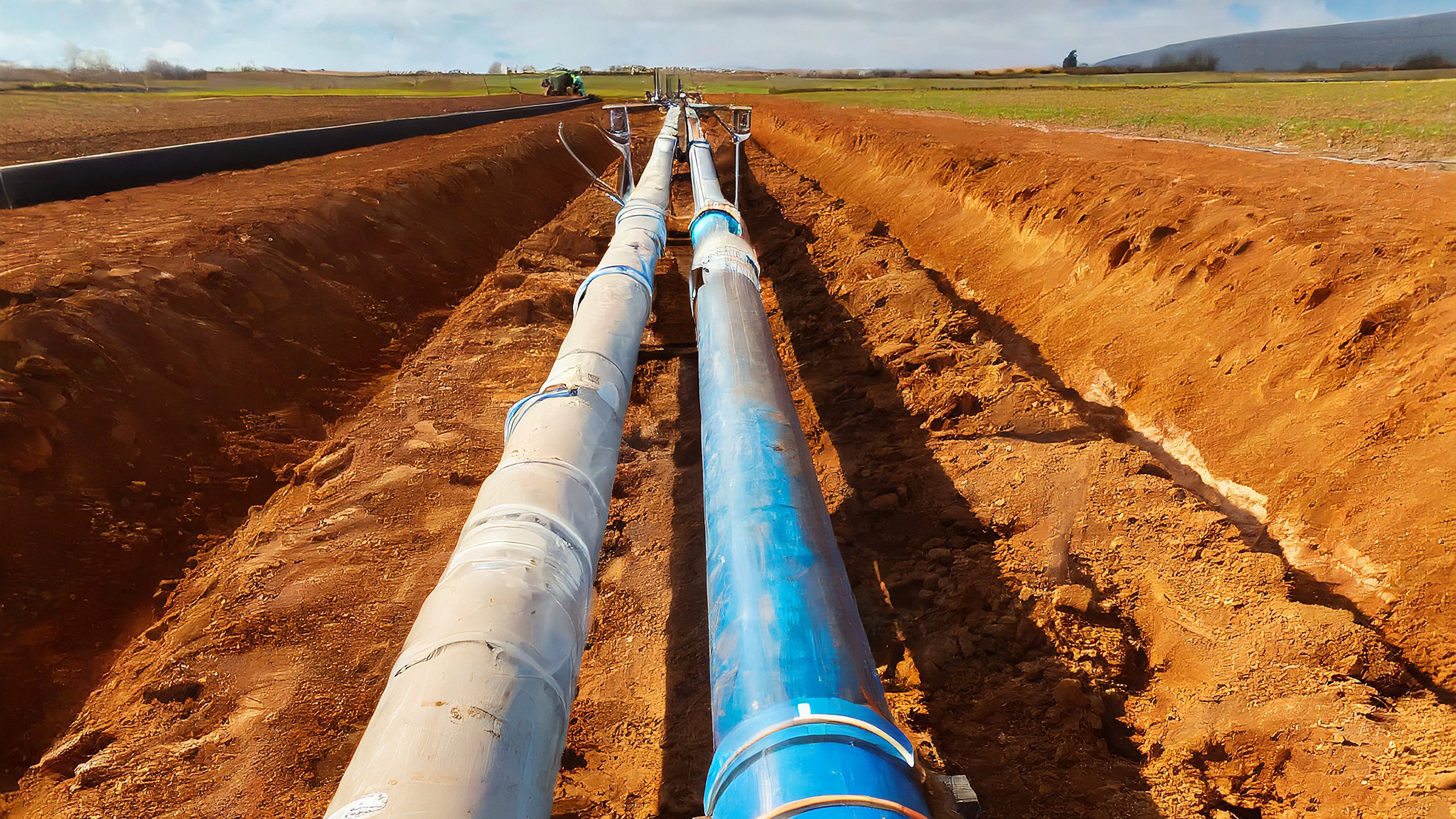 Exposed pipes for inspection on agricultural land