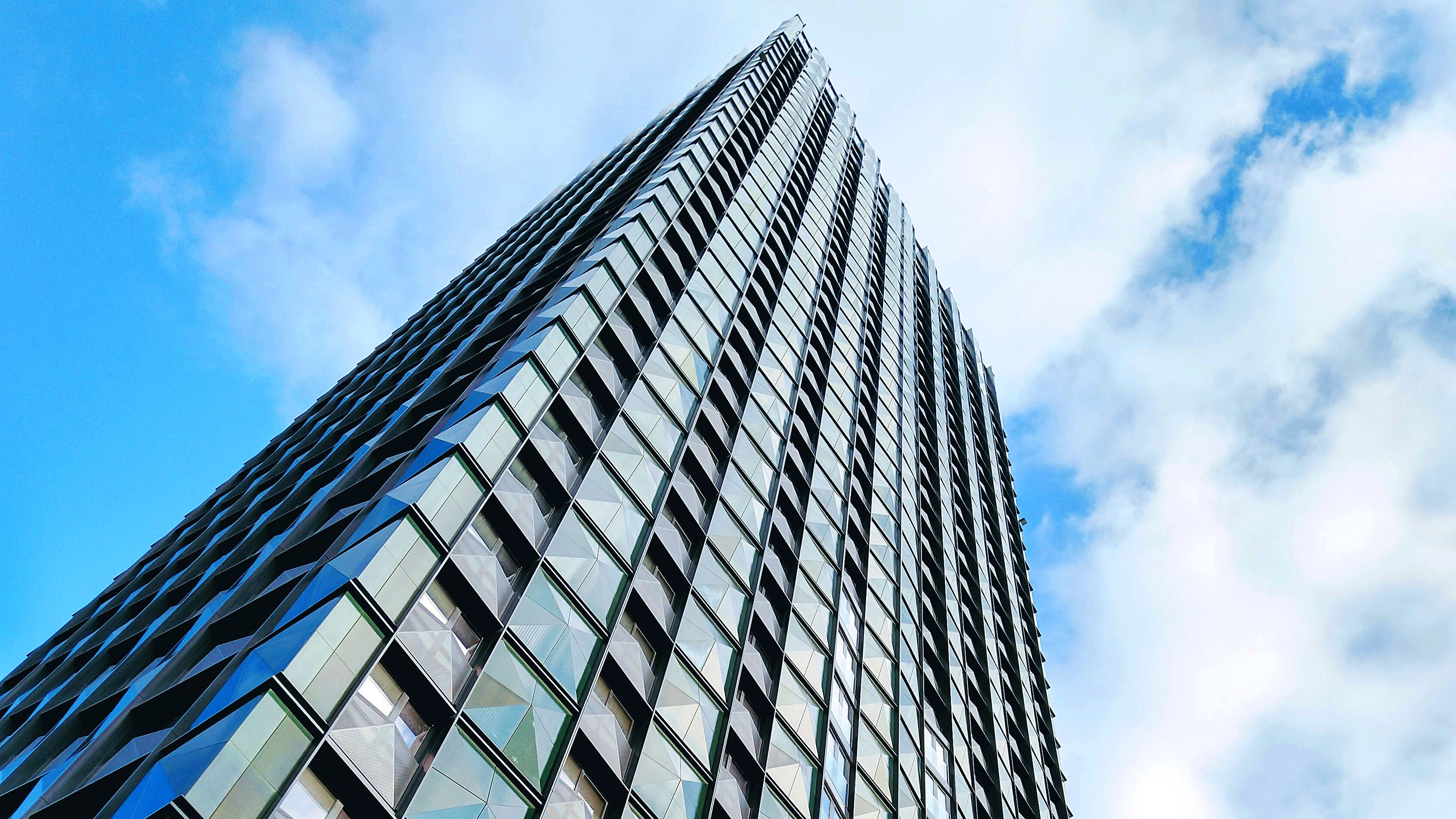 Looking up at residential building