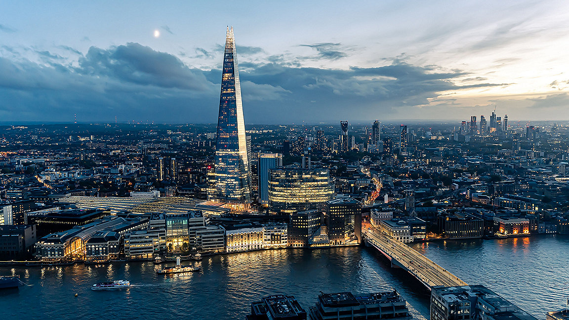 The Shard with a view of the London skyline