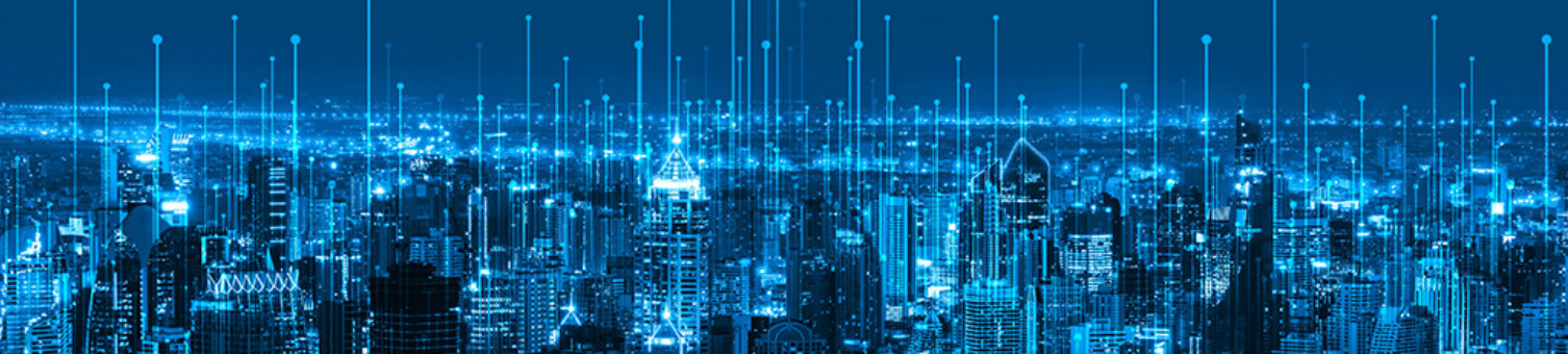 City with data graphics
