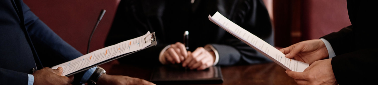 Three people under-going the adjudication process