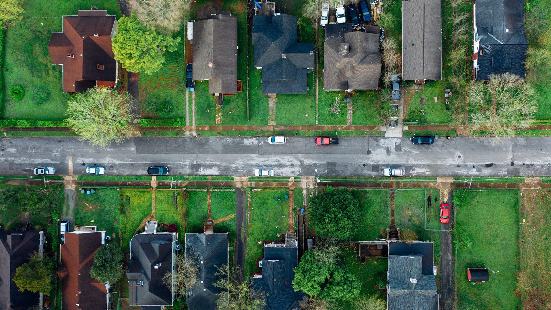 Aerial shot of houses