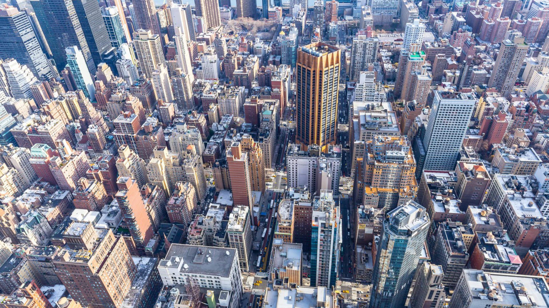 Aerial view of sky scrapers in the USA