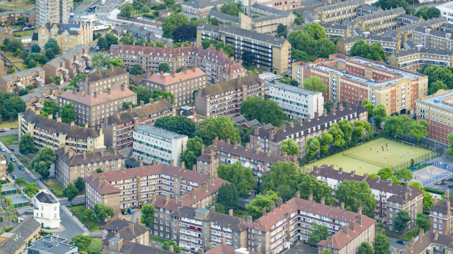 ariel view of residential housing 