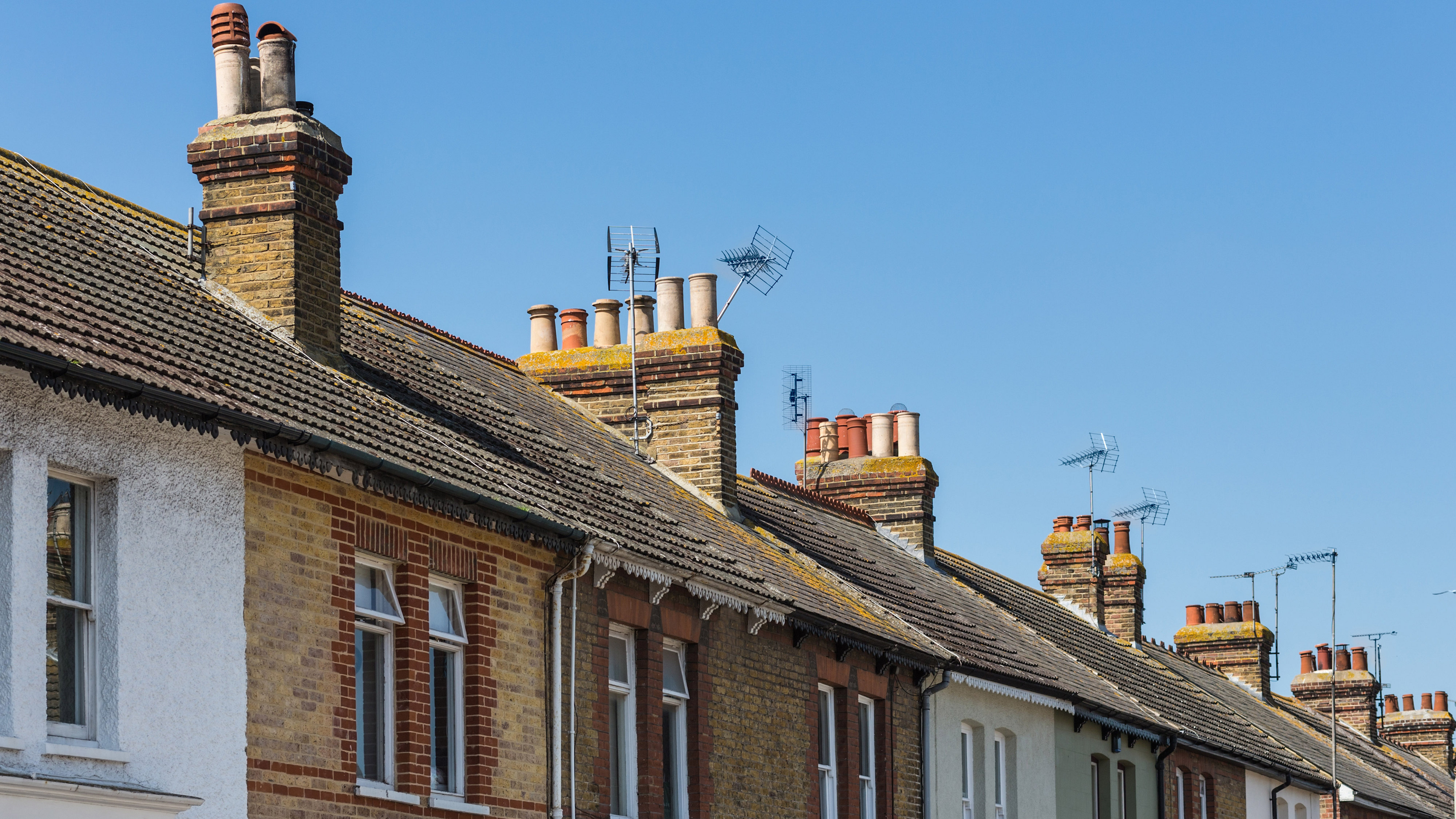 View of rooftops in a typical UK residential street