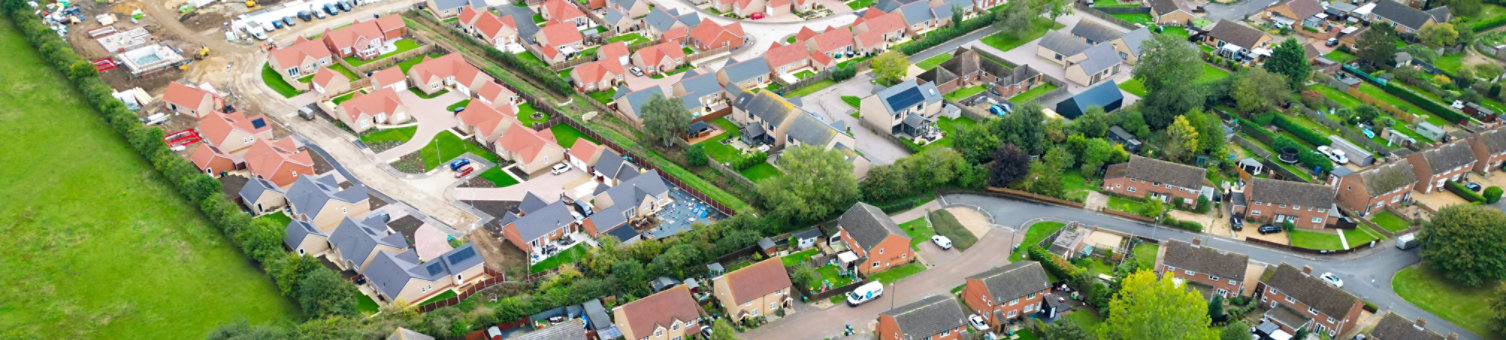 Birdseye view of houses in the uk