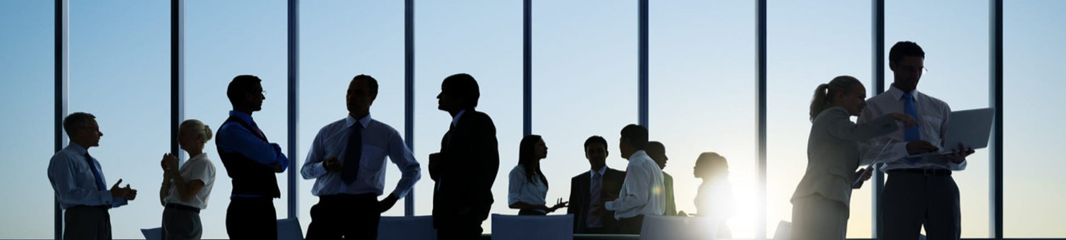 A silhouette of business people holding a meeting 