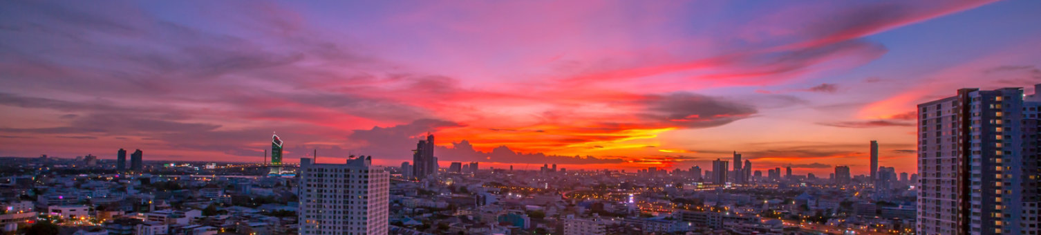 Sunset over city