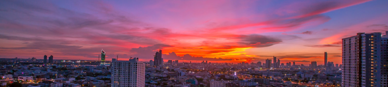 Sunset over city