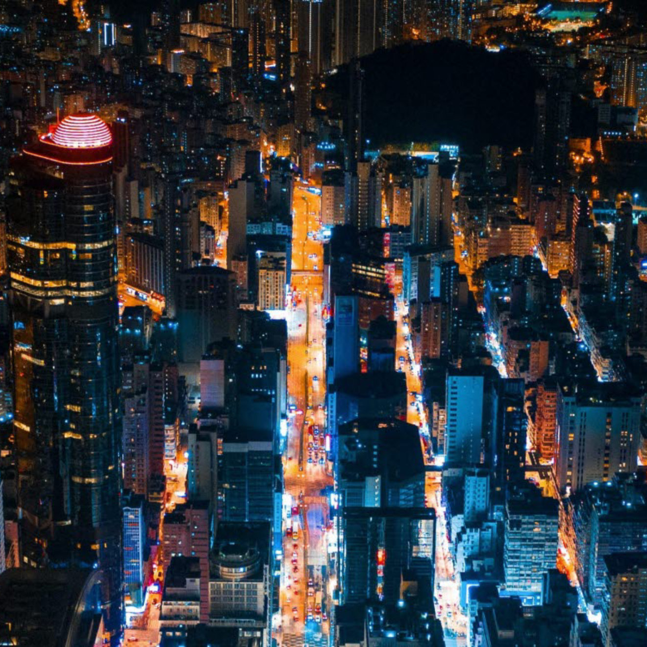 drone shot of a city