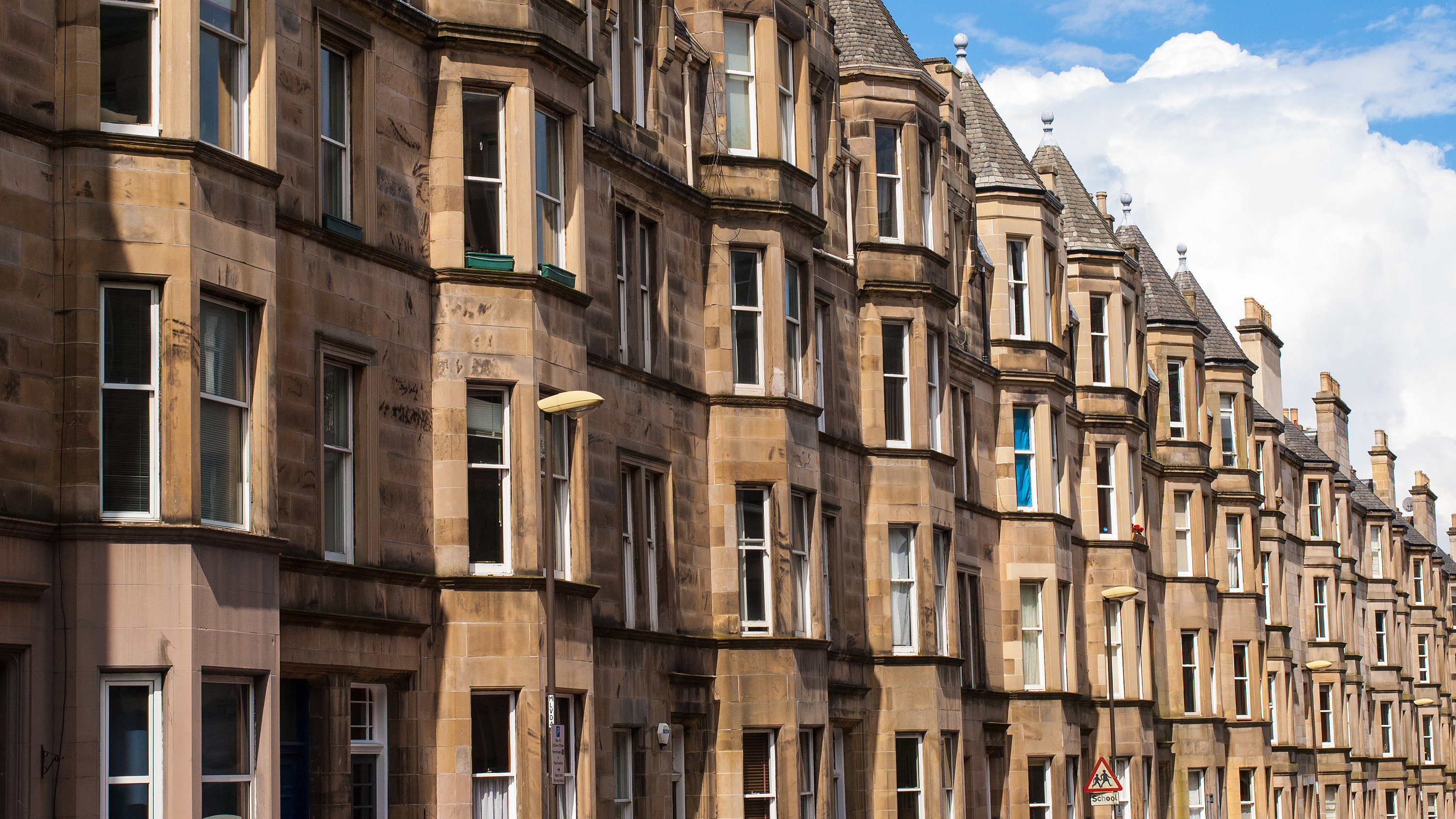 View of Victorian tenement housing in the West End of Edinburgh