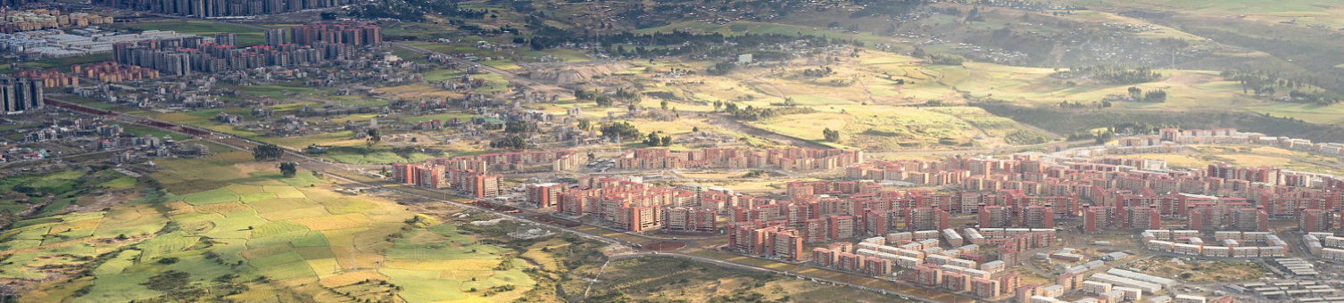 drone shot of a city from afar