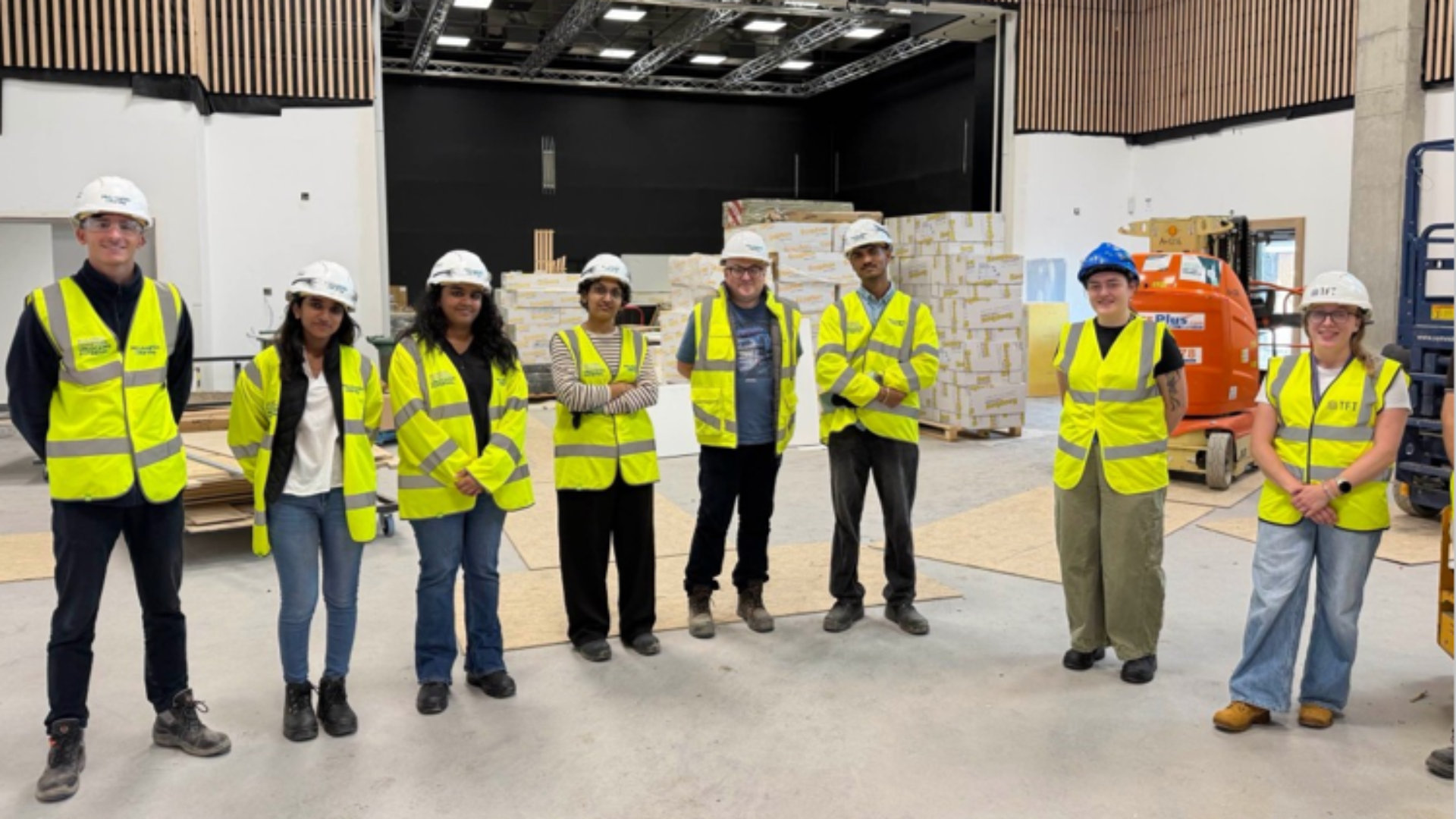 Matrics members wearing hi-vis jackets and hard hats ready for the tour