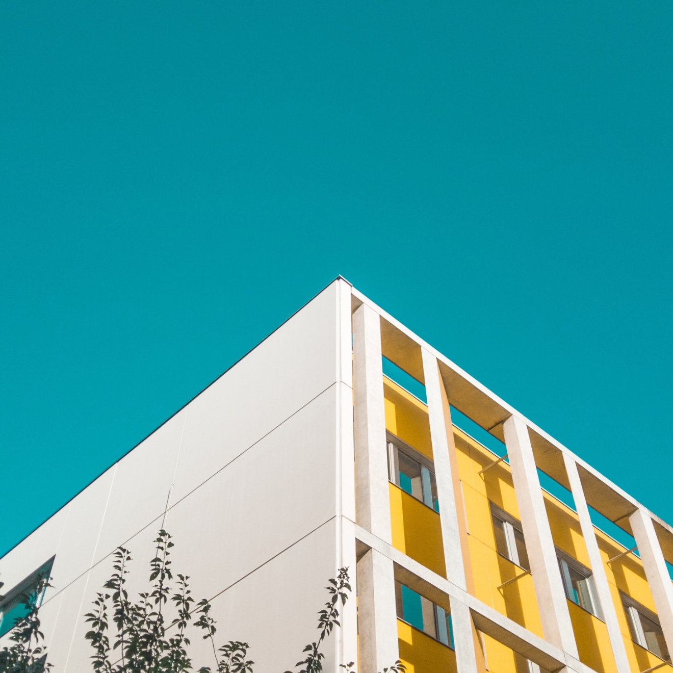 A picture of a building against a blue sky