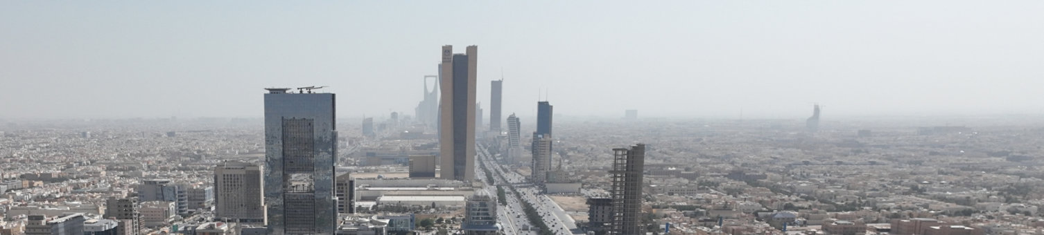 Aerial view of the Riyadh skyline in Saudi Arabia