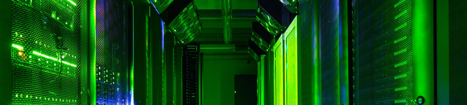 office server room with green lighting