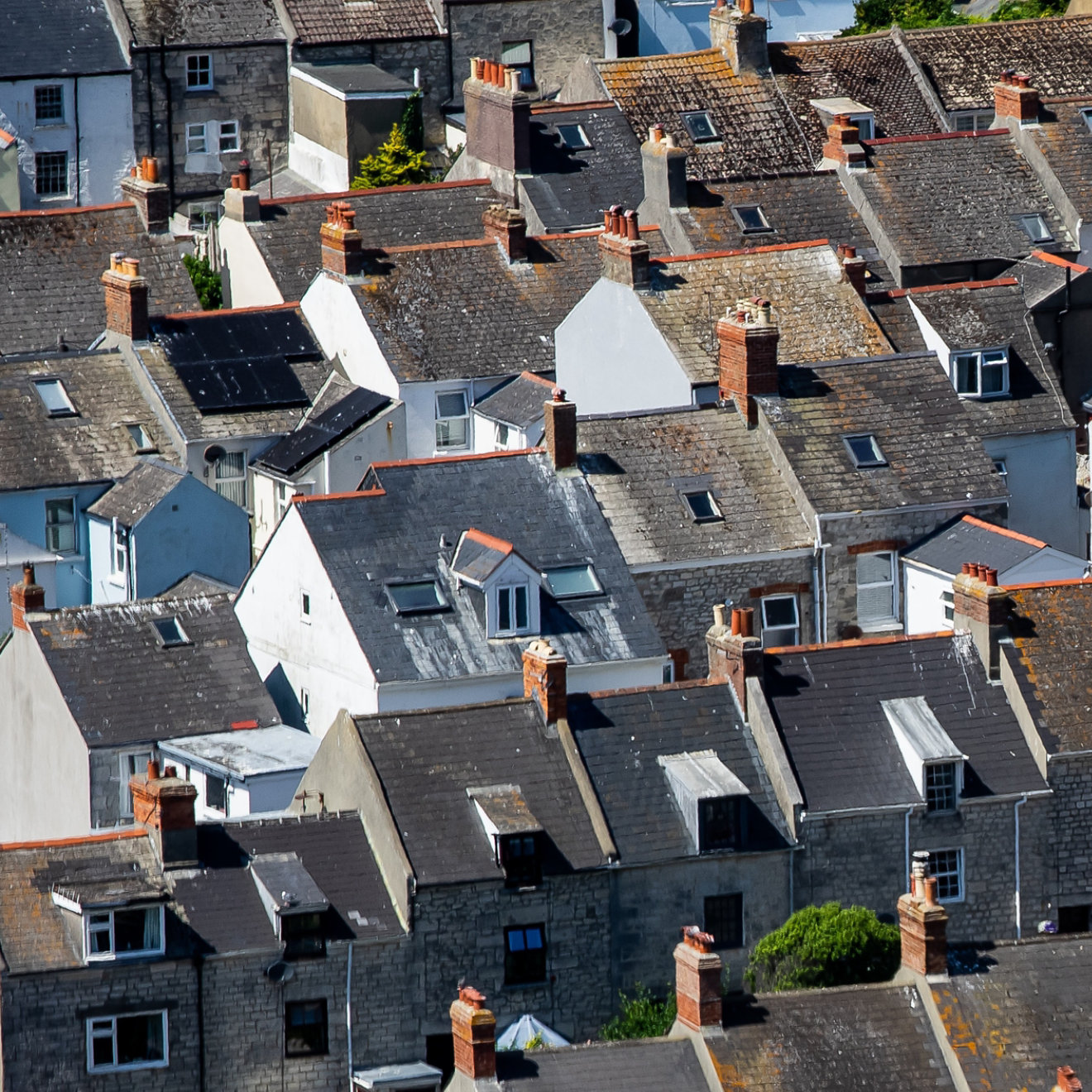 An aerial view of a residential terrace