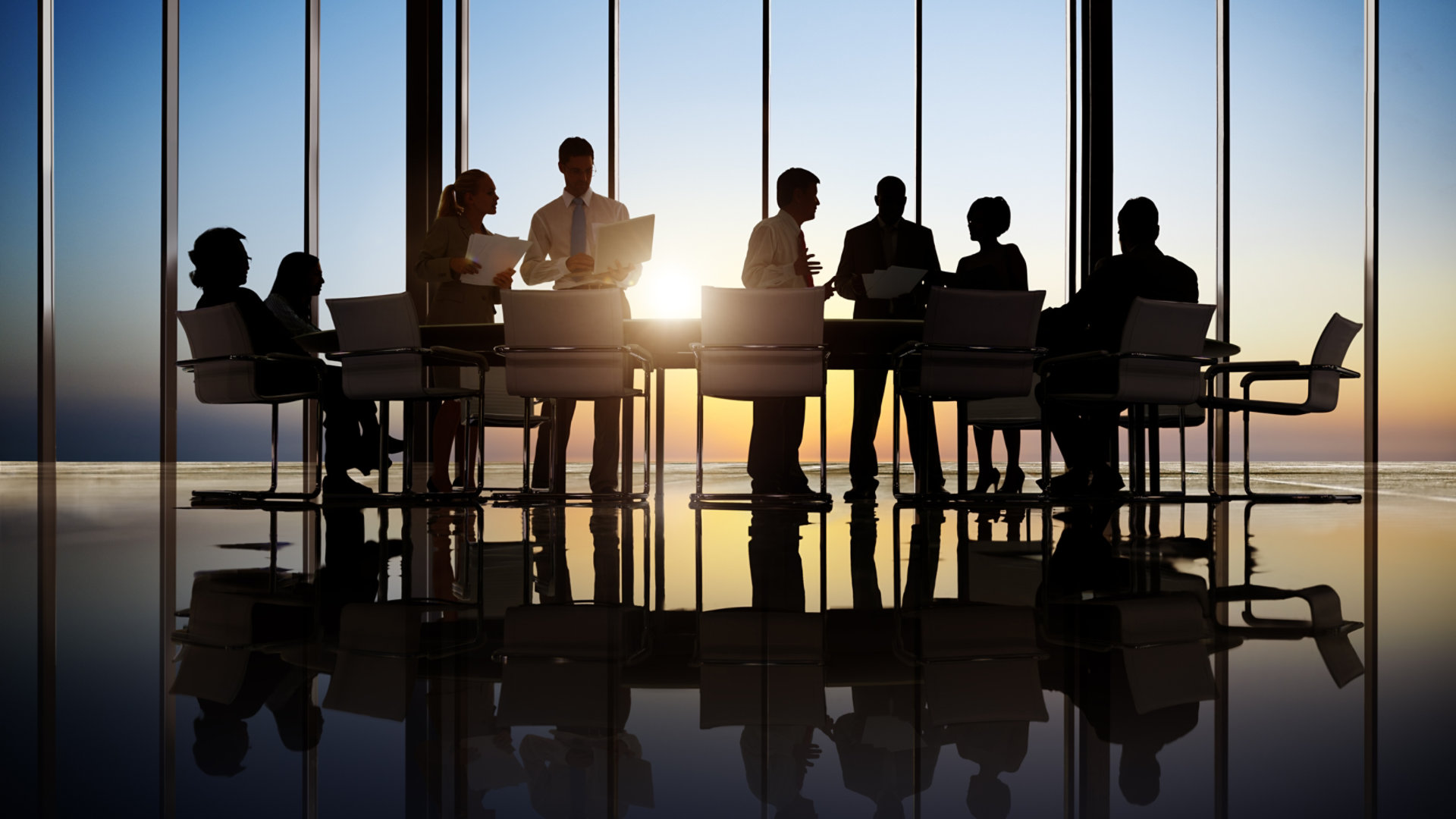 silhouette people in office