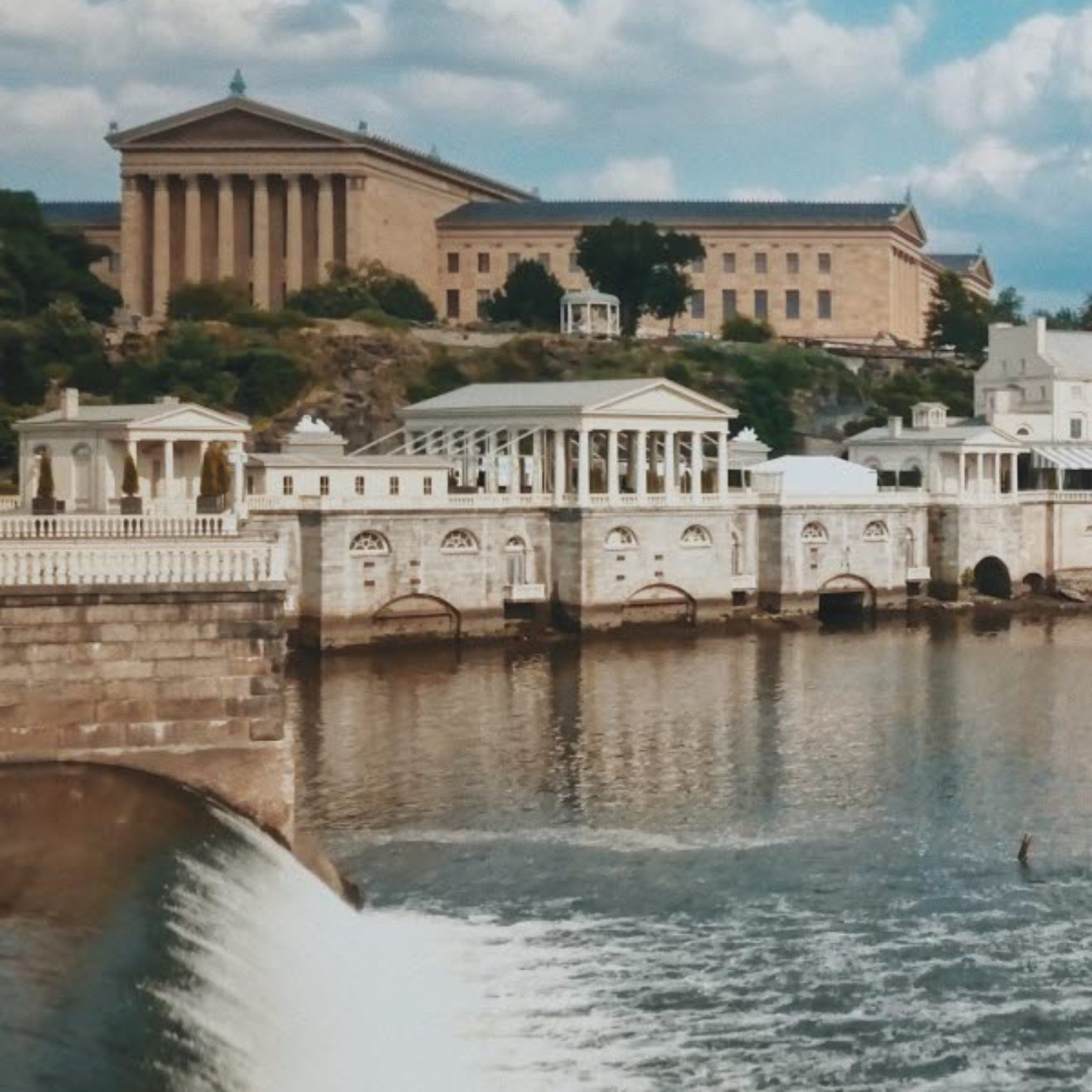 Stock image of city & river