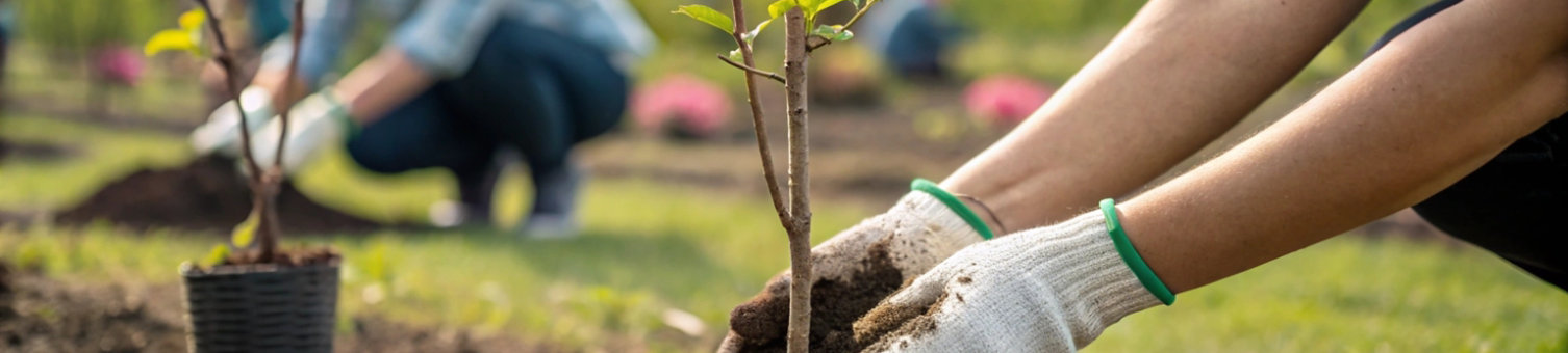 Someone planting a tree