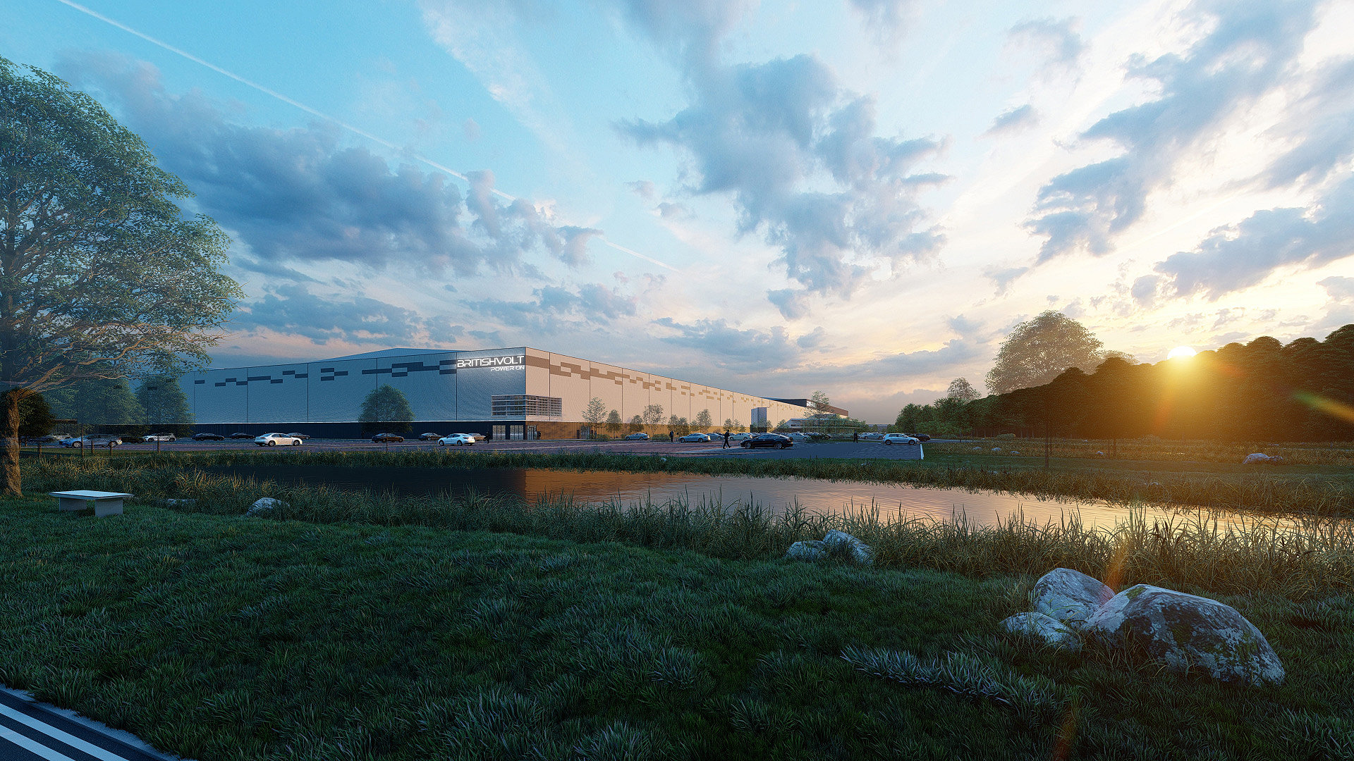 Architect’s render of the Britishvolt gigafactory in Blyth