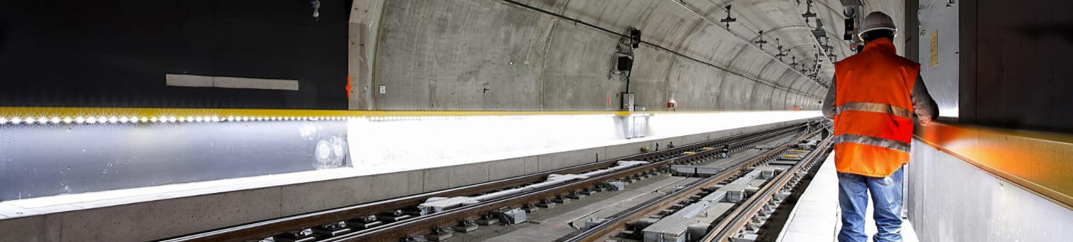 A worker in a rail tunnel