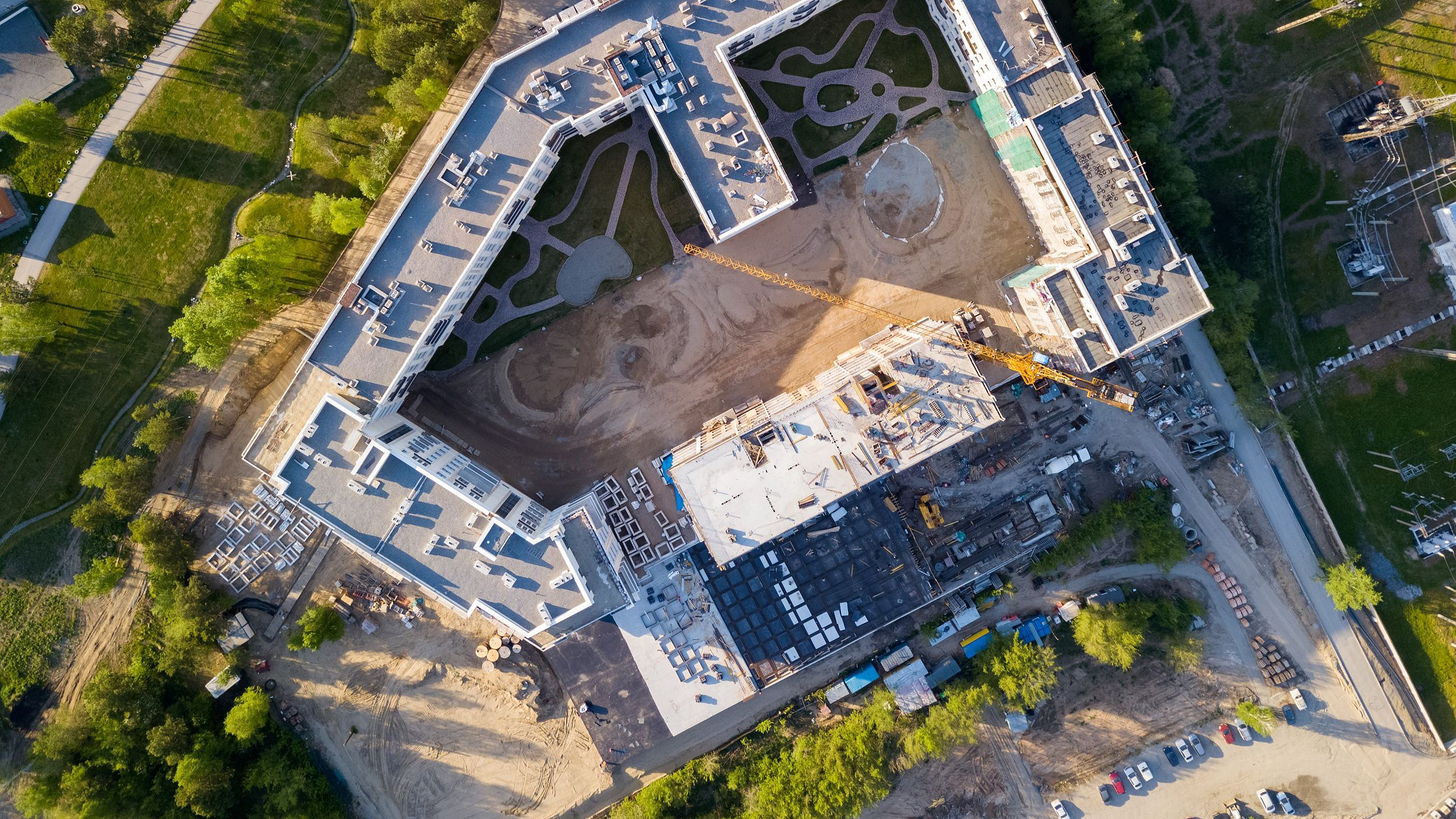 Overhead photo of construction site in progress