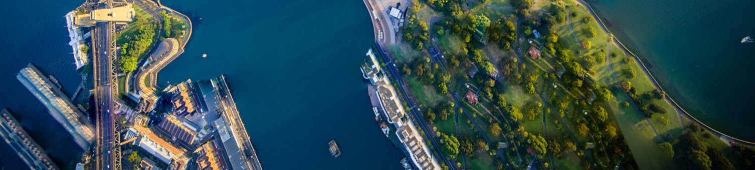Overhead view of Sydney Harbour in Australia
