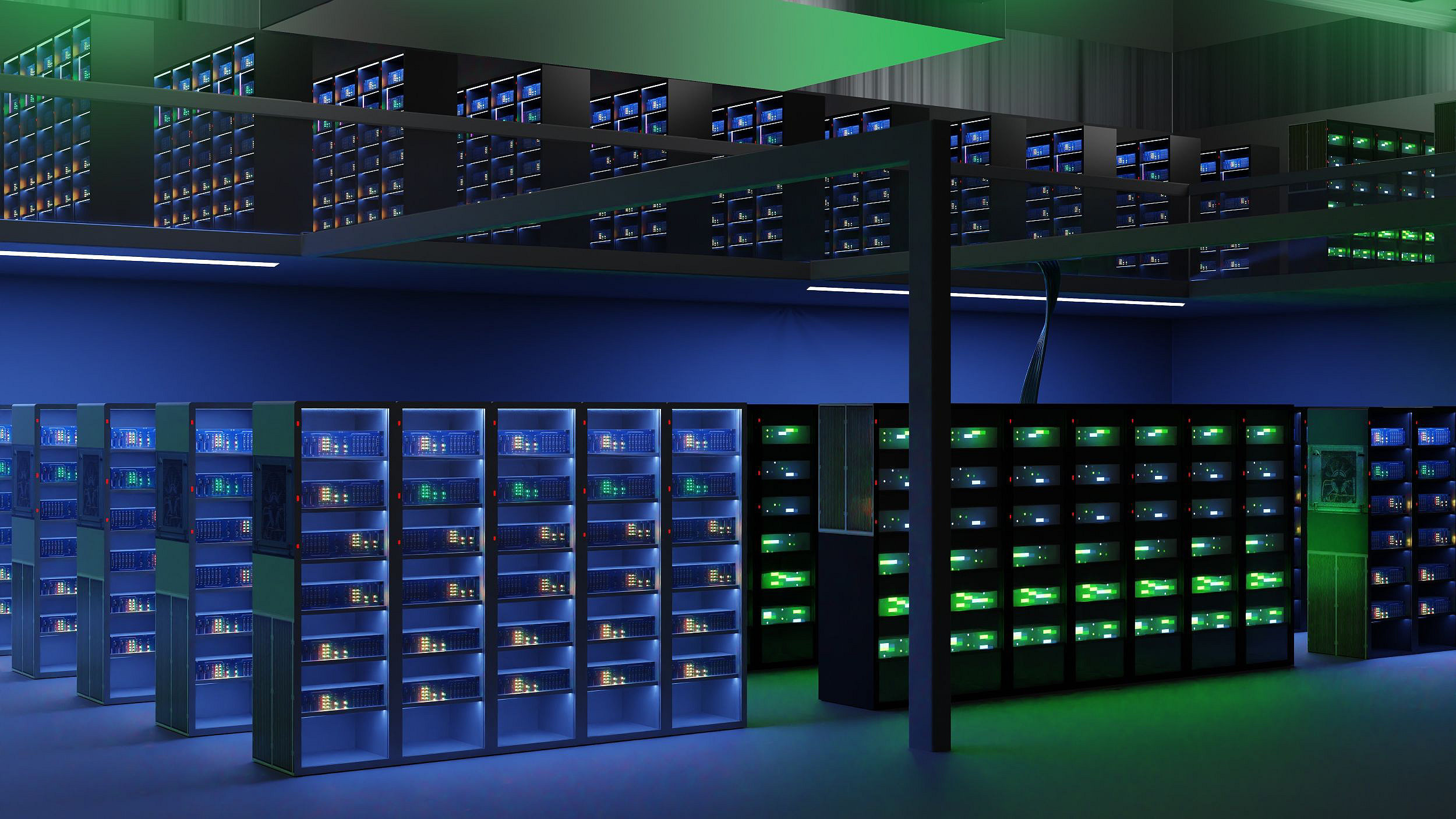Photo of server racks in a data centre