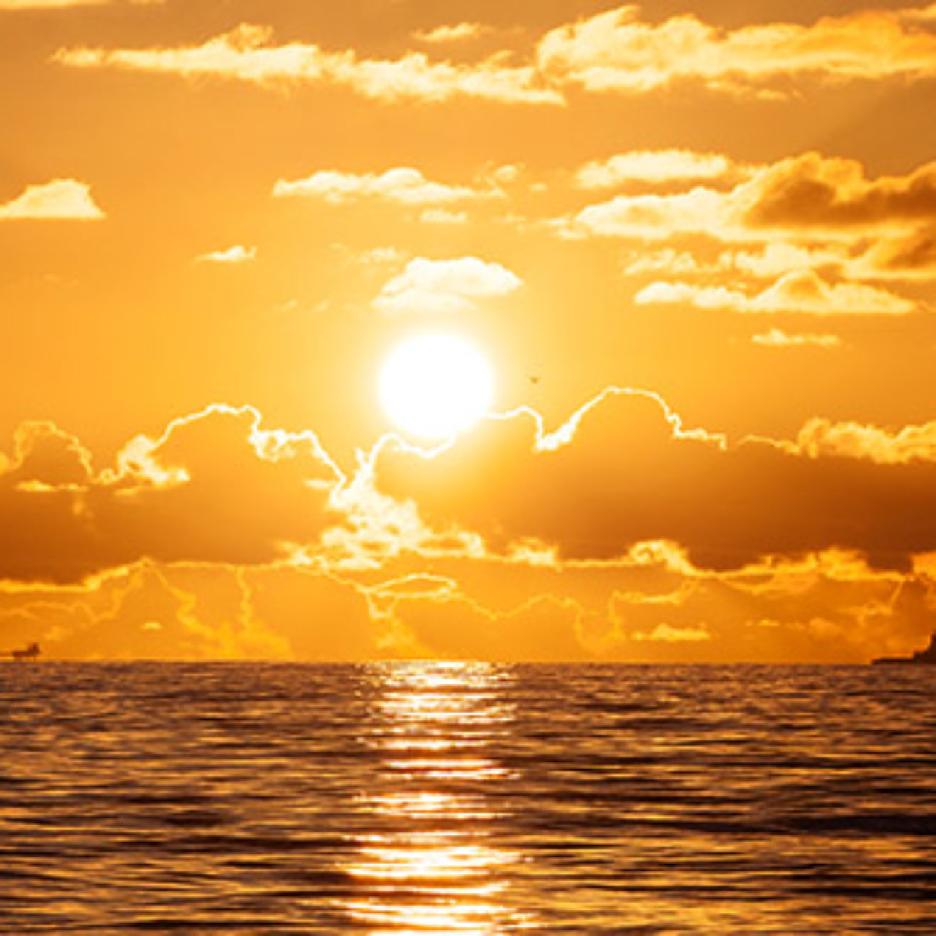 oil rig silhouette on the North Sea