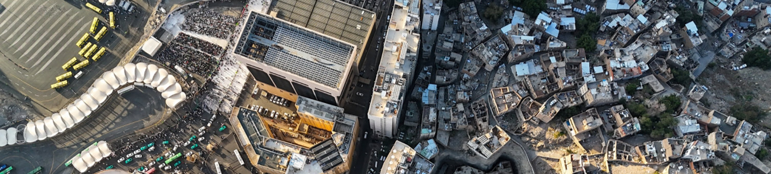 Aerial view Mecca by drone , Makkah city Saudi Arabia - Urban top view 