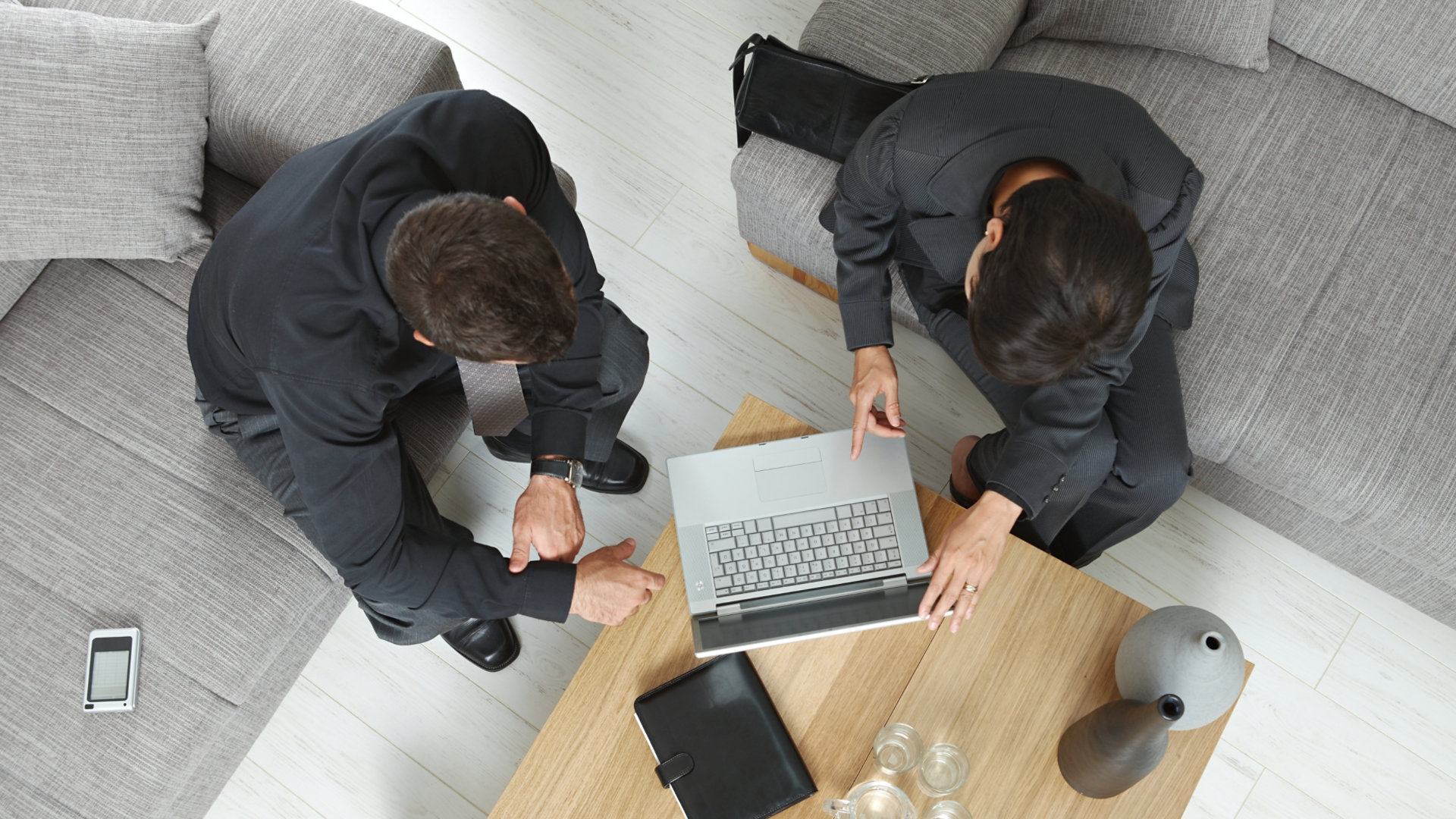 Corporate business people working together on meeting overhead view.; Shutterstock ID 45806086; purchase_order: -; job: -; client: -; other: -