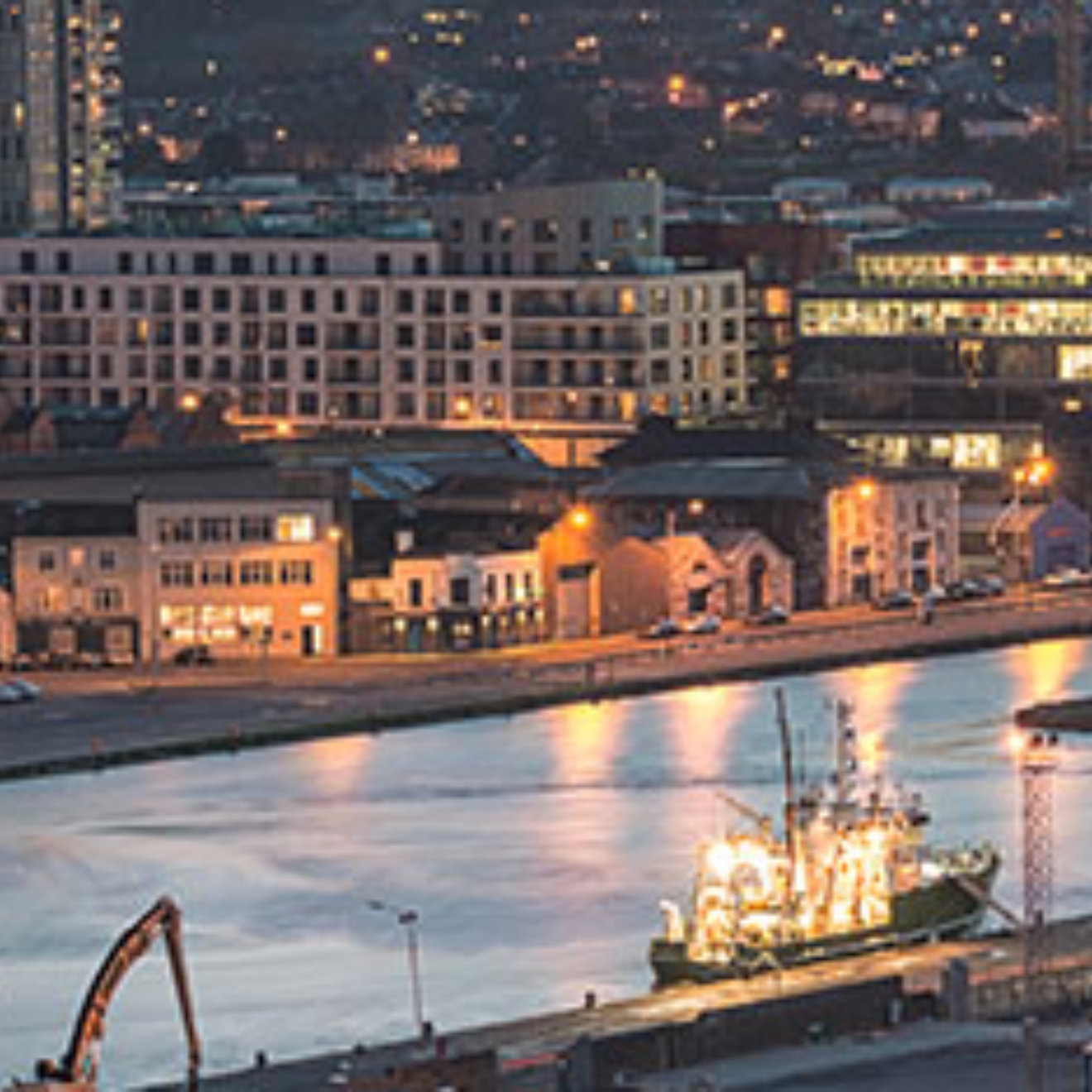 Stock image of city & river