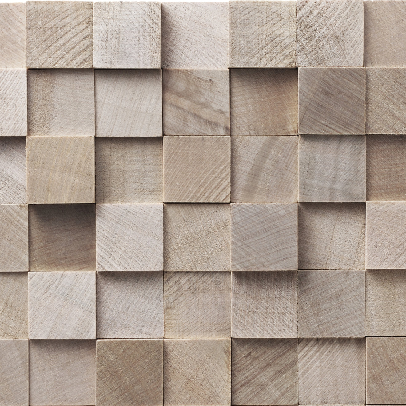 A wooden block sound absorbing panel photographed in closeup