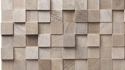 A wooden block sound absorbing panel photographed in closeup