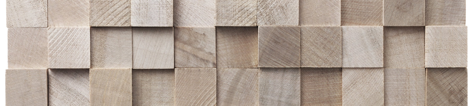 A wooden block sound absorbing panel photographed in closeup