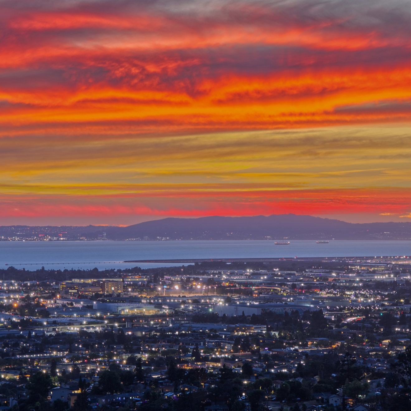 Sunset over a city